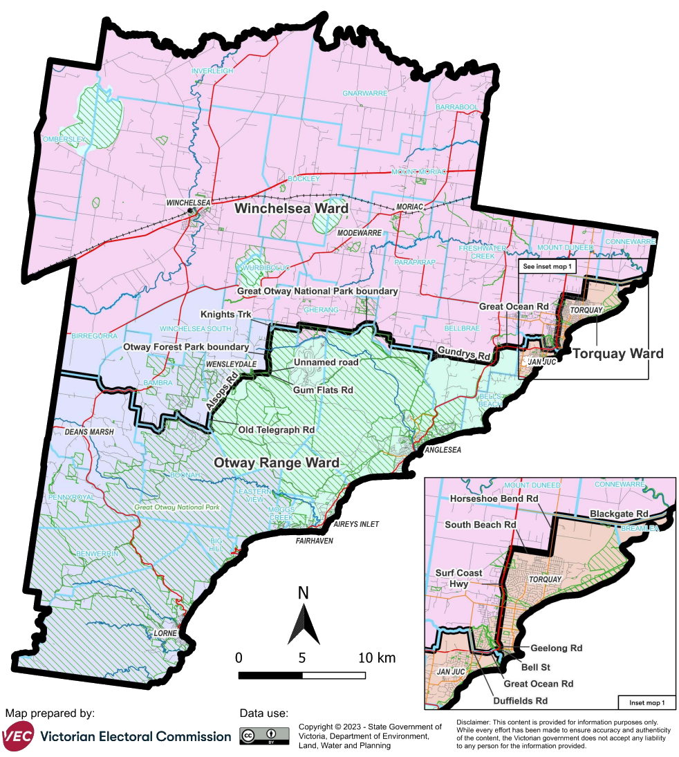 Surf Coast Shire ward map