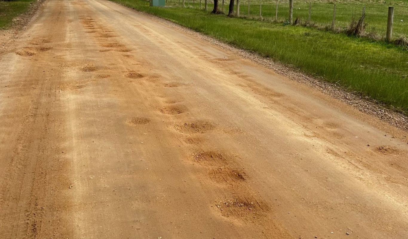 Photo of unsealed road with corrugations.