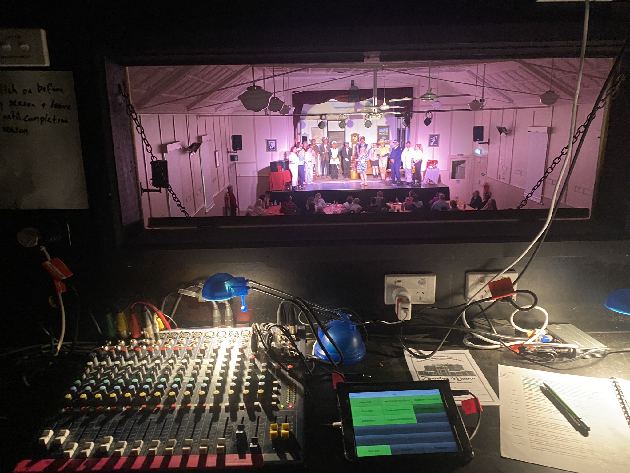 Photo of the view from the sound & light booth of the Globe Theatre in Winchelsea
